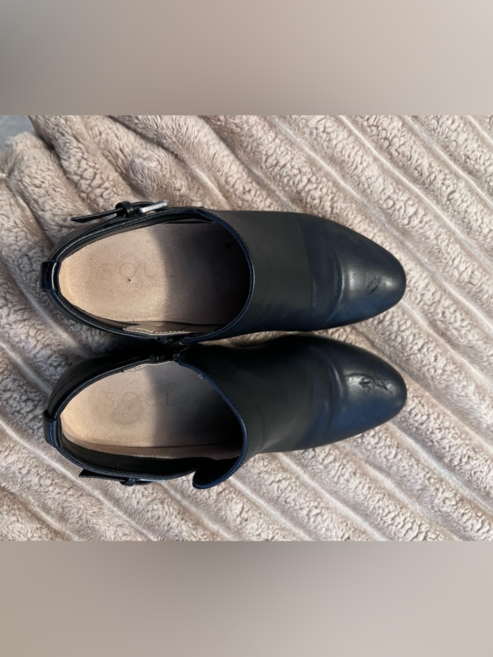 Naturalizer Black Leather Women's Ankle Booties with Side Buckle